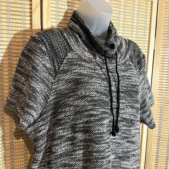 Tara By Vince Heather Gray Drawstring Cowl Neck Short Sleeve Sweater Large - Picture 2 of 16